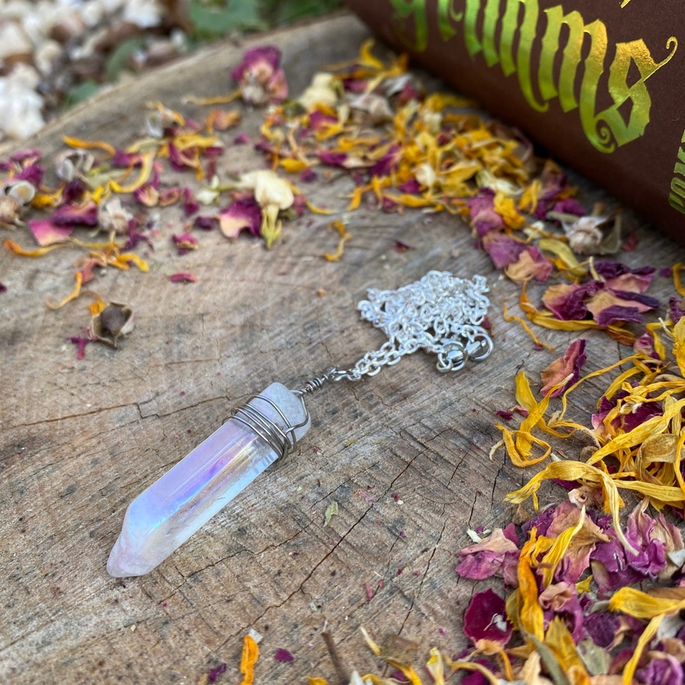 Angel aura quartz necklace